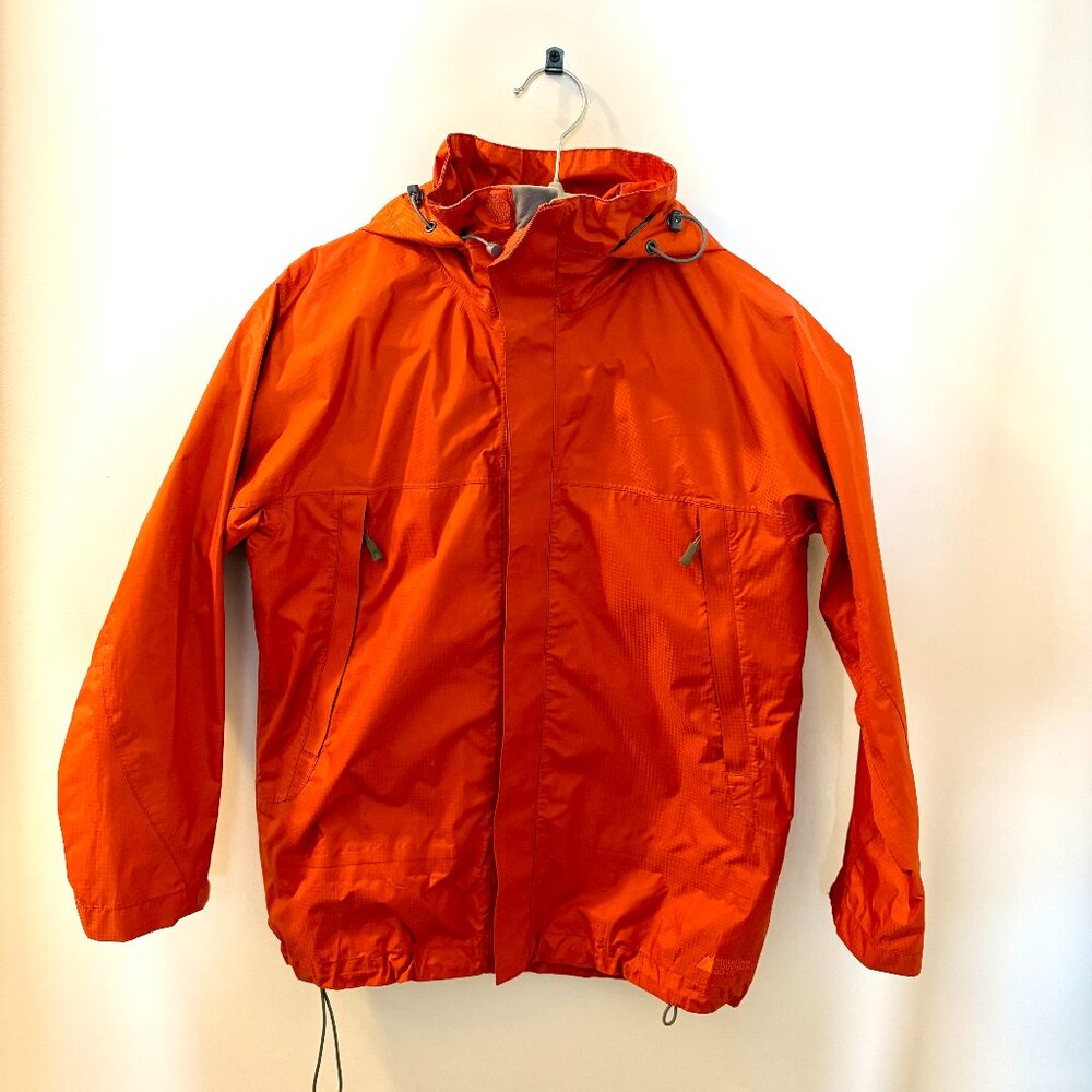 MEC Kids Rain Jacket Orange w/hood sz 10 Unisex
